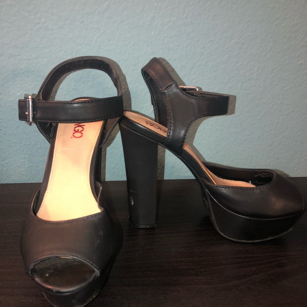 Black Open Toe Bongo Heels